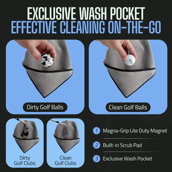 Magnetic Golf Towel & Magnetic Landing Pad For All Golf Bag Styles - Picture 5 of 5